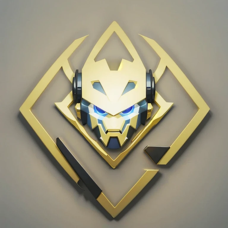 Organic logo using a robot head, simple for a metal faction in an RPG world, iron emblem, only gray color, resistant, adaptive, Symmetrical, chic, high qualiy, details always with square corners, com fundo branco