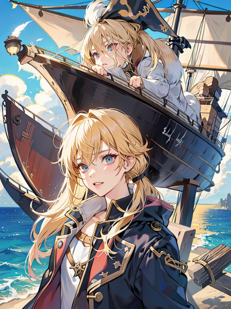 pirate，blond，juvenile，Gambit，Ship，Voyage，storm，Little fox pet