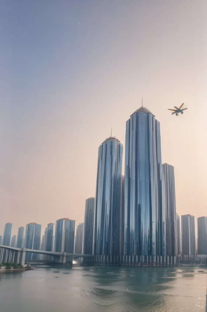 In the photo, a futuristic city floats majestically in the skies, suspended above a sea of fluffy white clouds. Glass and metal skyscrapers shine in the sunlight, reflecting golden and silver tones. The architecture is elegant and innovative, with structures that seem to defy gravity, supported by invisible technologies.
Translucent bridges connect several floating islands, each adorned with hanging gardens and lush parks displaying exotic and colorful flora. Flying vehicles of different shapes and sizes, from personal cars to anti-gravity trains, move smoothly between buildings, creating an organized aerial ballet.
In the aerial streets, people walk on transparent sidewalks, enjoying stunning views of the clouds and deep blue sky. Interactive holograms project advertisements and digital artwork, while maintenance drones hum discreetly, taking care of the city's infrastructure.
over the horizon, floating wind turbines rotate slowly, complementing the solar panels that capture energy for the city. As the sun sets, the city is bathed in a soft purple light, and the stars start to shine in the sky, creating an ethereal and almost magical setting.