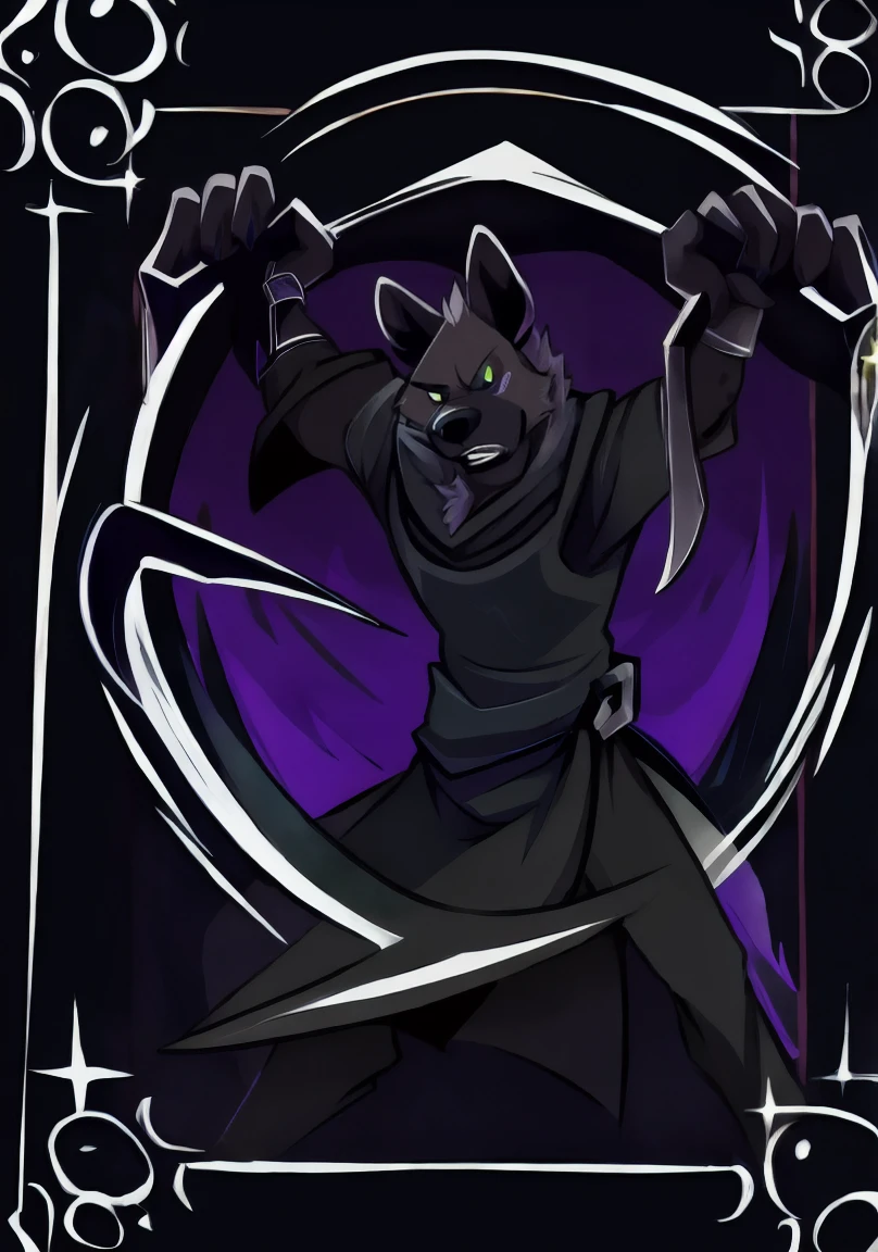 hyena，Black mist，sickle，grim Reaper，Tarot（card）（best quality）
