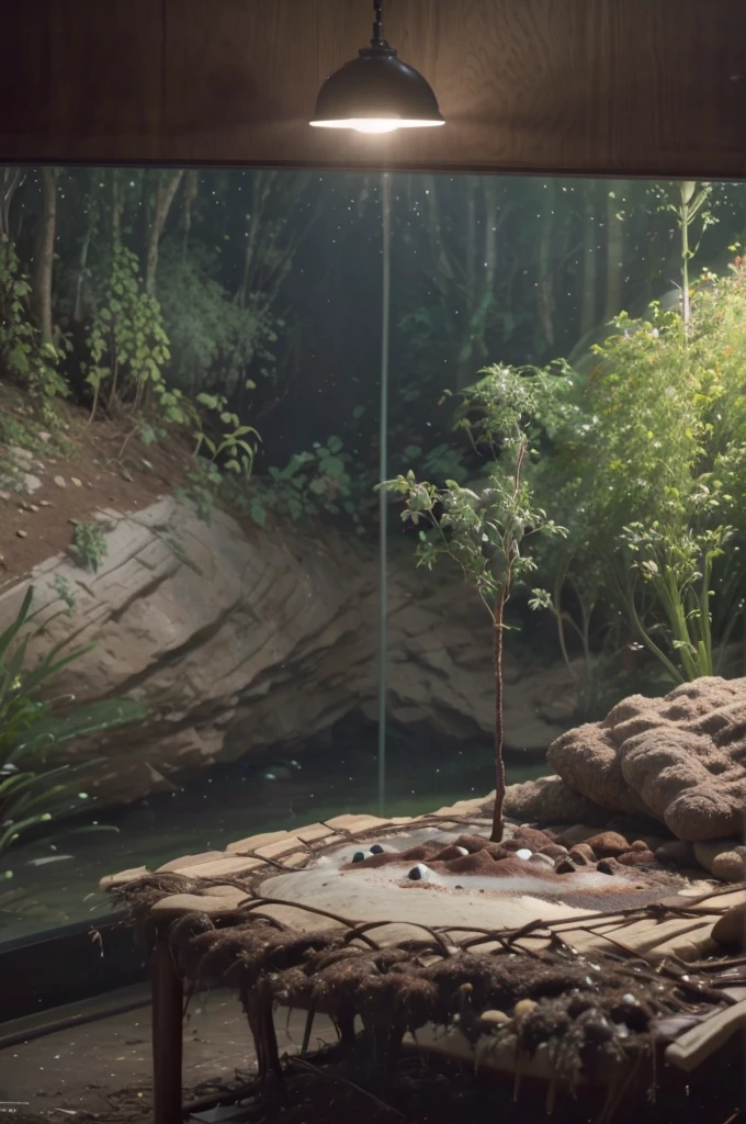photorrealistic shot of natural terrain with dug a hole, closed in a petri dish, work of art, ultra high resolution, (photorrealistic:1.4), cinema lighting, incredibily detailed, hyperrealisti, intricate design, fine-details, octane rendering