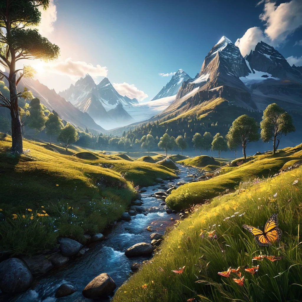 butterfly art by Max Rive and Ryan Dyar, octane render, Unreal engine 5, kodak style