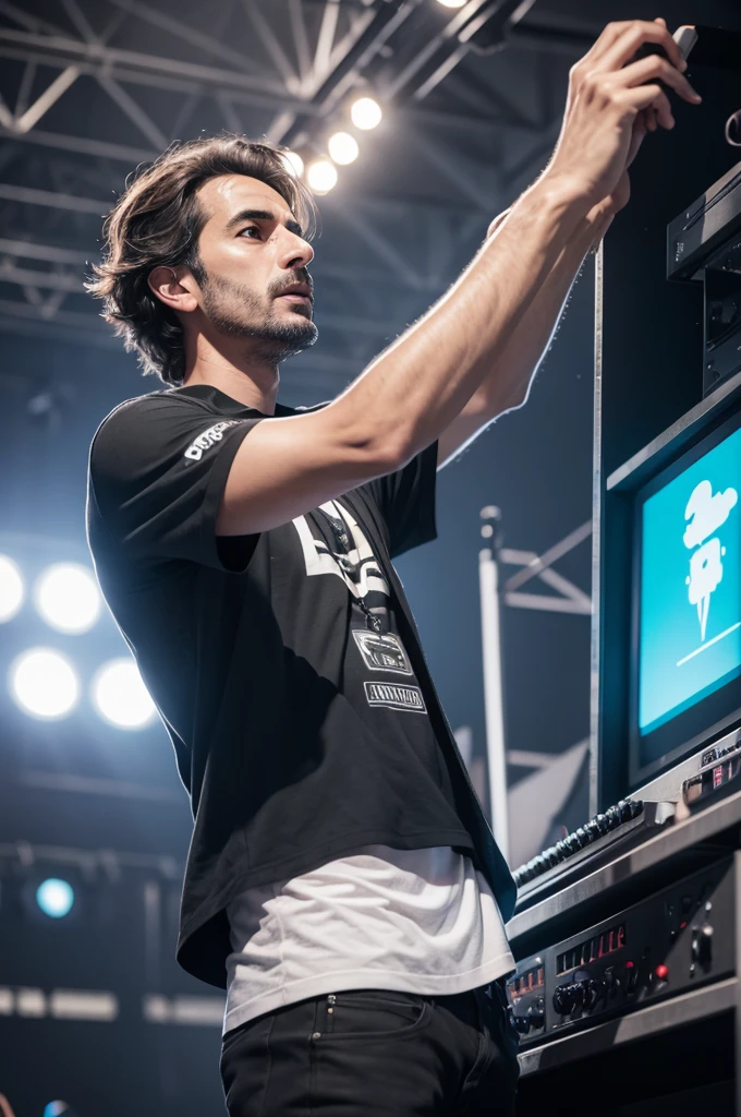 Pablo Marçal coach playing at an electronic festival