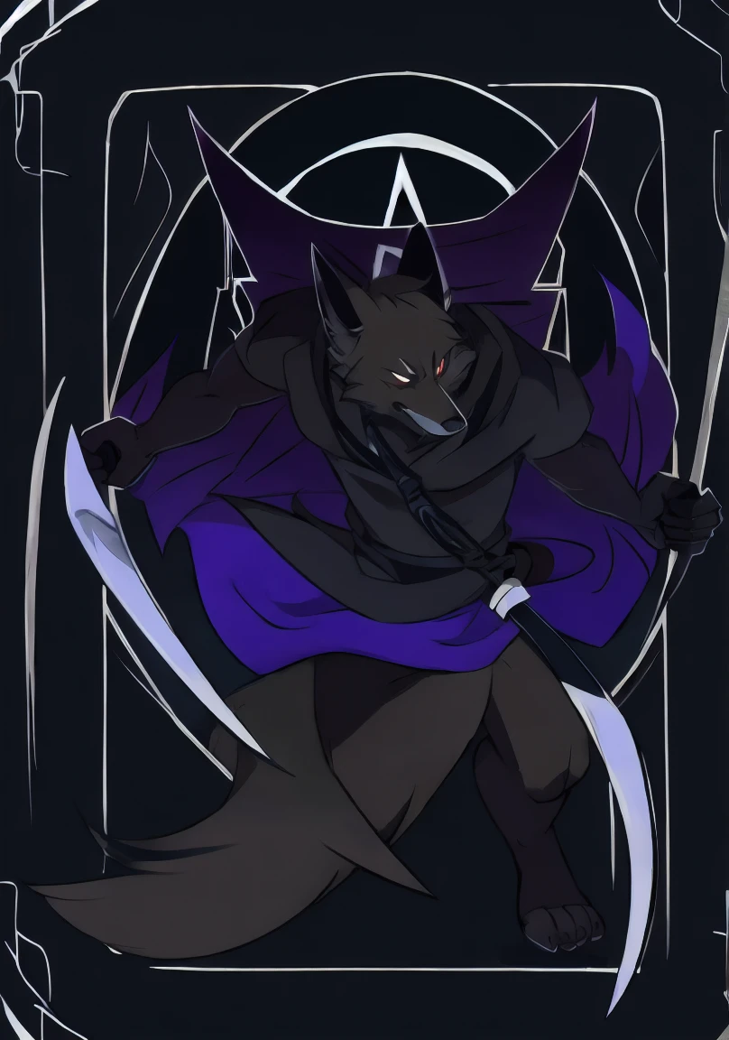 black Fox,Black mist,sickle,grim Reaper,Tarot(card)
