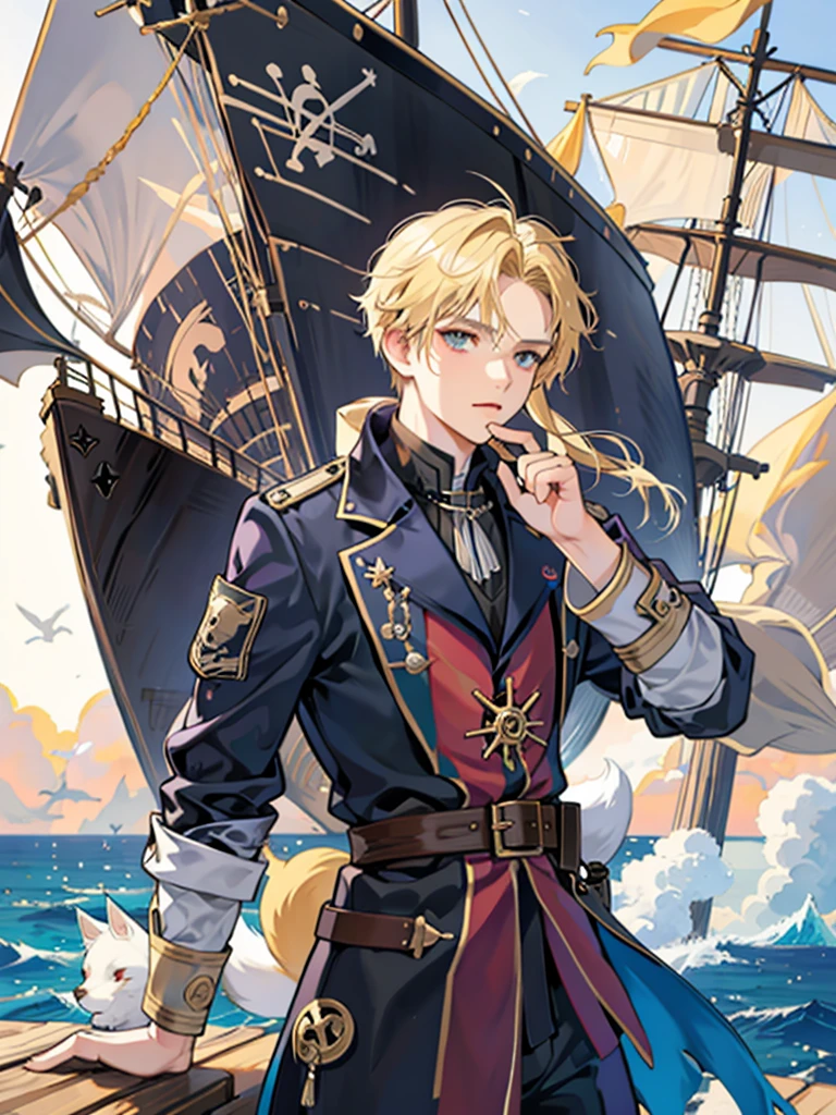 Alone,pirate,blond,juvenile,Gambit,Ship,On board,Voyage,Sea Central,storm,Little fox pet