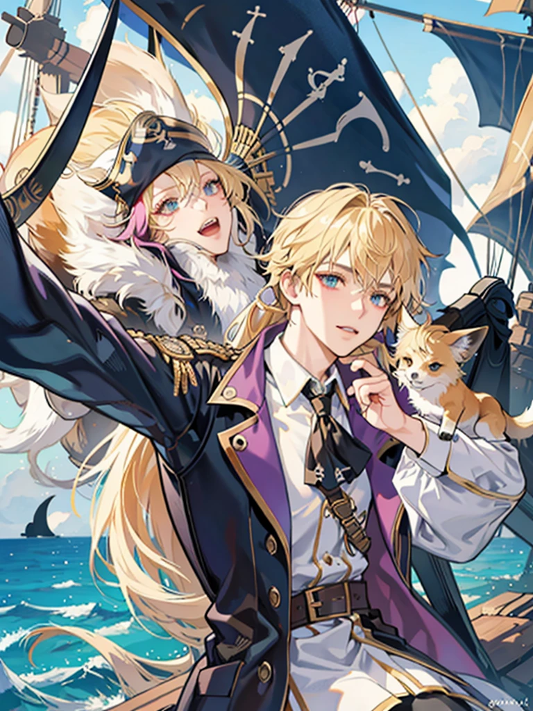 Alone,pirate,blond,juvenile,Gambit,On board,Voyage,Sea Central,storm,Little fox pet