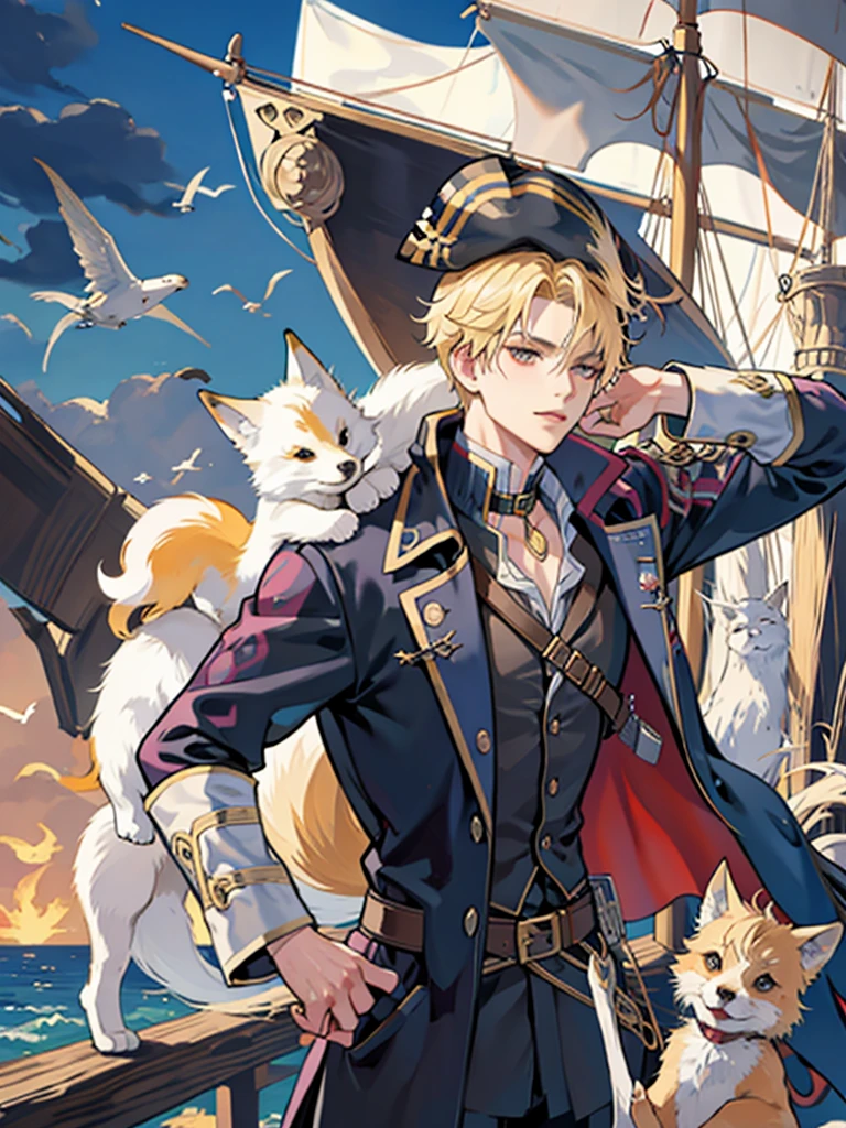 Alone,pirate,blond,juvenile,Gambit,On board,Voyage,Sea Central,storm,Little fox pet