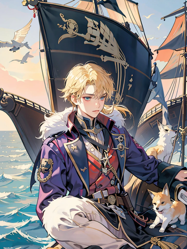 Alone,pirate,blond,juvenile,Gambit,On board,Voyage,Sea Central,storm,Little fox pet
