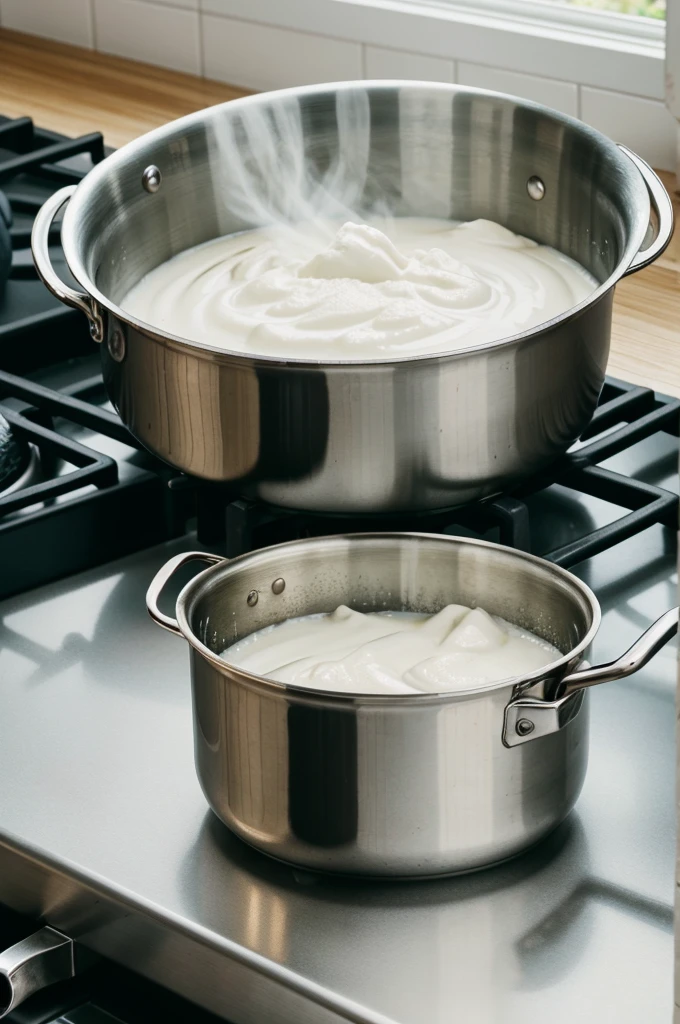 Image of a saucepan containing cornstarch glycerin vinegar and water mixture on a stove 