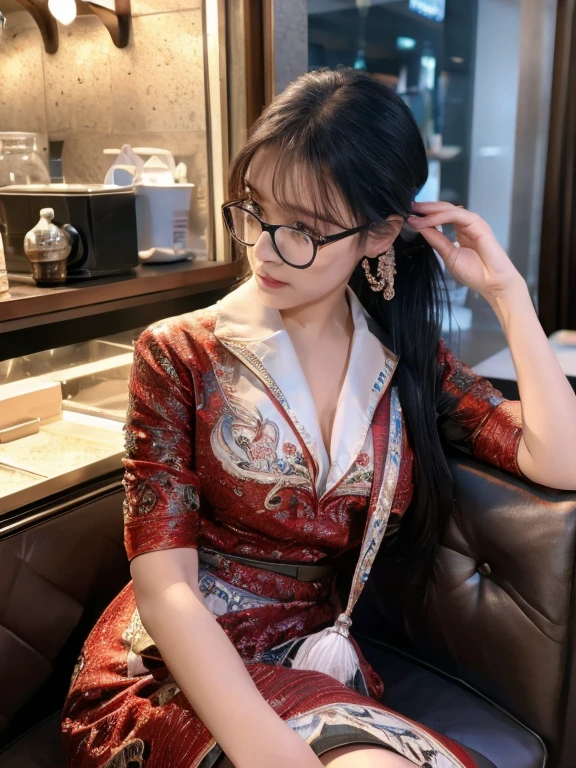 ???? burmese 20year girl with cute and round face, short, (extremely realistic), 8k, burmese traditional female clothes , wearing glasses, with hand showing peace sign, masterpiece, ( highly detailed), (flawless) , masterpiece,