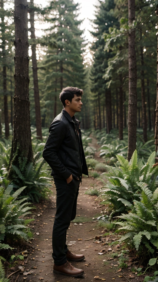 man in forest,