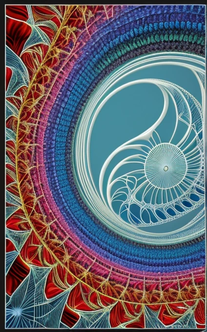 an intricate lymphatic system made of white and black is shaping the figure of the priestess of the silver star, the priestess is sitting before a veil between two pillars,female, uniting intelligence,dominant cold pale blue, silver, blue and silver rayed sky blue tonality, fractal, brilliant colours, masterpiece, highly detailed, 4k resolution, 3d modelling, digital art