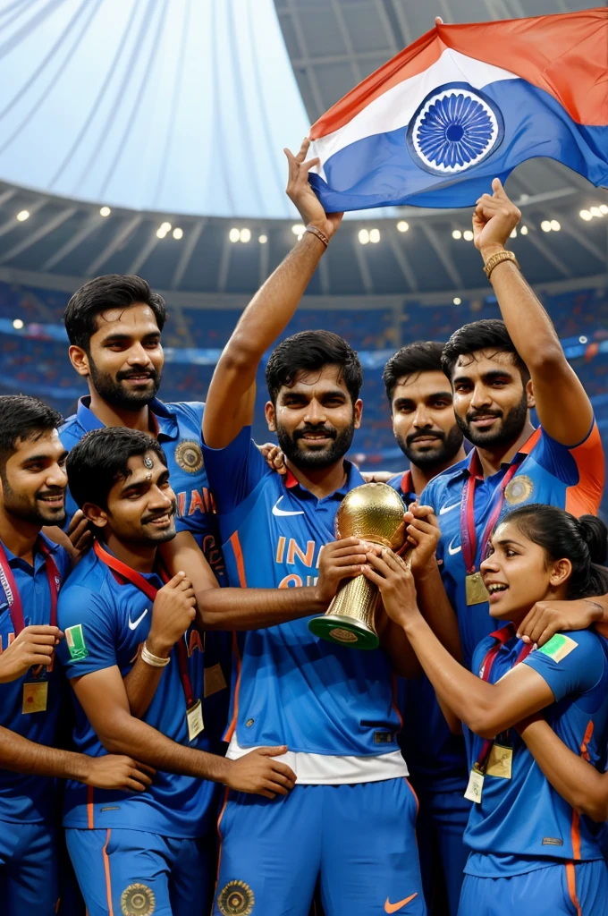 Indian team world cup 2024 lifting trophy celebrating