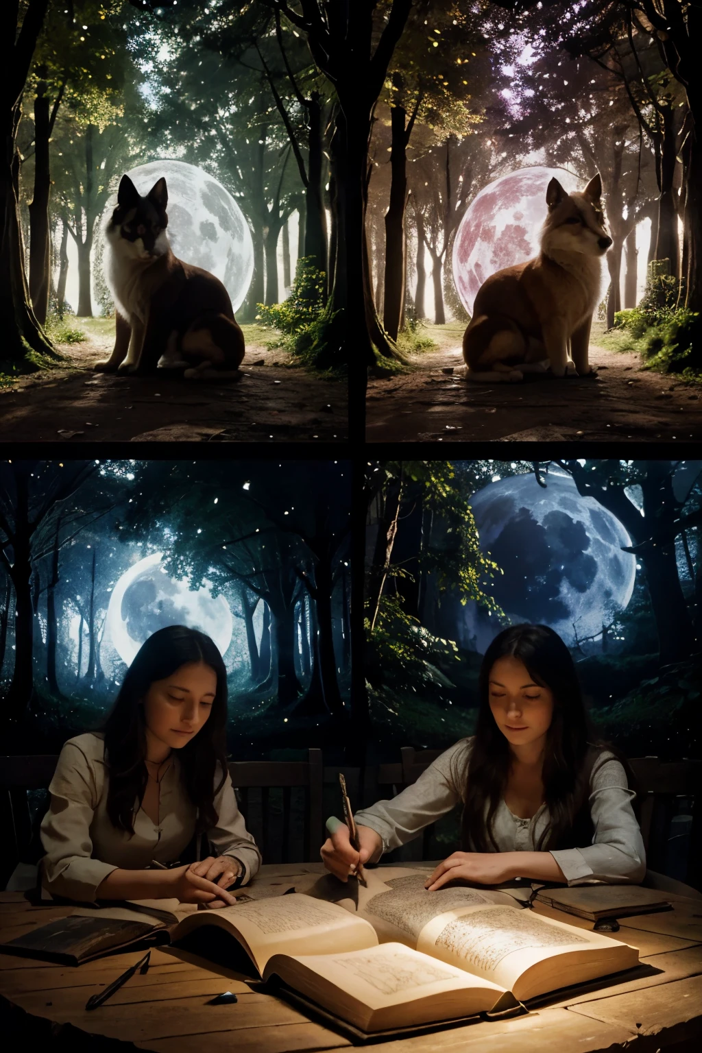 tale: The Enchanted Forest Once upon a time in an enchanted forest, where the trees whispered secrets to the wind and the flowers shone with magical colors. Luna lived in this place, a girl with the gift of giving life to her drawings.
One day, Luna discovered an ancient spell book that taught her how to infuse magic into her drawings.. With his magic pencil, created an enchanted forest on a canvas, where the trees danced and the animals spoke.
But Luna's magic aroused the envy of the evil witch of the forest., who stole his spell book. Determined to get it back, Luna ventured into the forest, where he met Sol, a boy with the power to control fire.
Together, Moon and Sun faced magical challenges, using your gifts to overcome obstacles. With the help of his animal friends, They recovered the spell book and defeated the witch..
In the end, Moon and Sun combined their powers to restore balance in the enchanted forest, where the magic of his drawings merged with natural elements, creating a place of eternal beauty. And so, the magic of friendship and creativity triumphed over darkness.