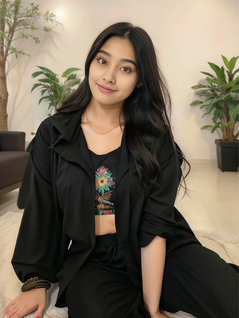 lovely cute young attractive teenage girl, 18 years old, cute, an Instagram model, long black_hair, colorful hair, winter, dacing, wear salwar kameez