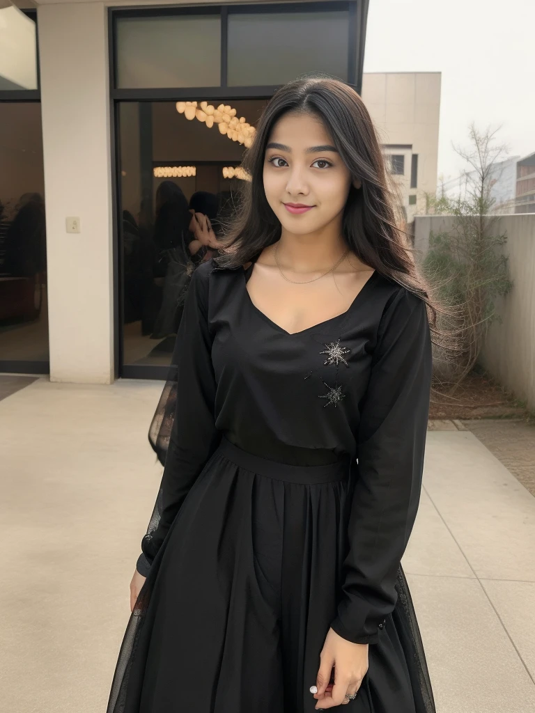 lovely cute young attractive teenage girl, 18 years old, cute, an Instagram model, long black_hair, colorful hair, winter, dacing, wear salwar kameez