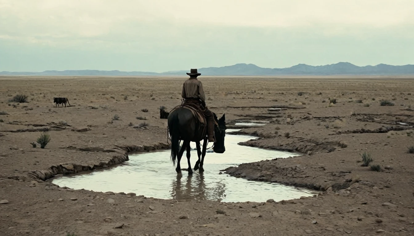 Create an image that illustrates this text: There were moments of despair, when hunger was severe and water reserves became scarce. old West. high definition cinematic image.