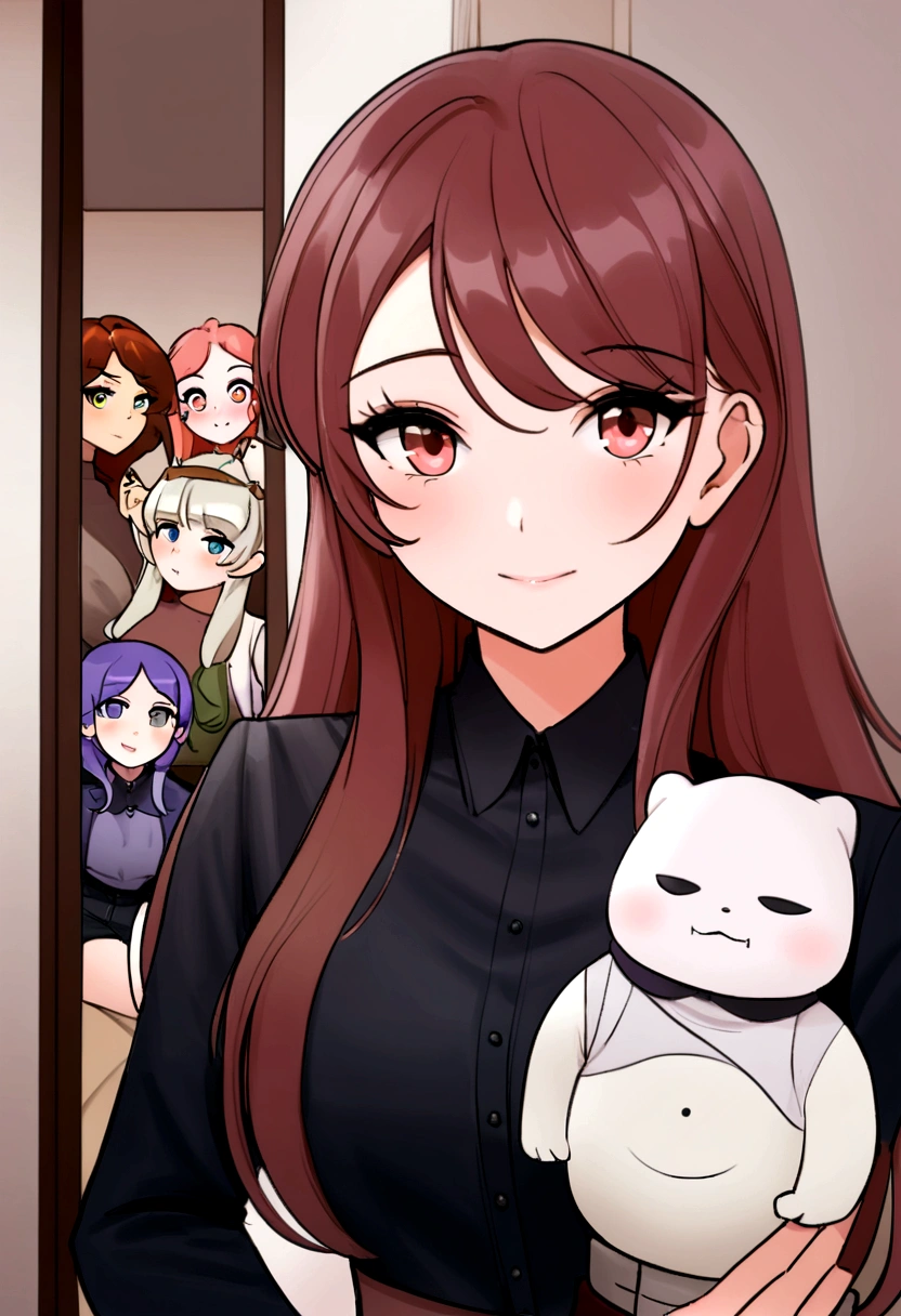 arafed, femme, à, vêtements noirs, fille sexy aux yeux bruns, portrait sophie mudd, cheveux bruns et grands yeux, selfie d'une jeune femme, Yeux de chambre, violette myers, sans maquillage, Maquillage naturel, regarder directement la caméra, Visage avec Artgram, Maquillage subtil, Superbe photo du corps entier, dans la chambre, clivage