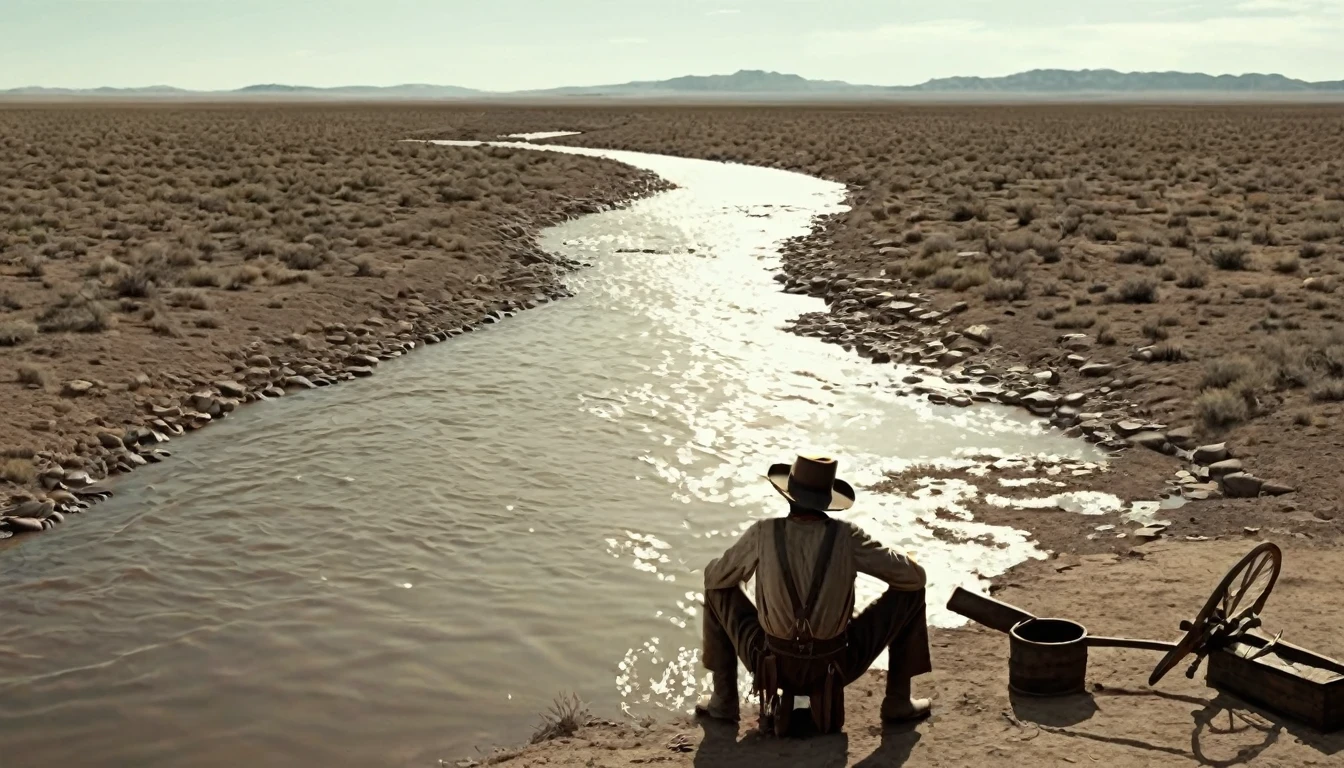 Create an image that illustrates this text: There were moments of despair, when hunger was severe and water reserves became scarce. old West. high definition cinematic image.