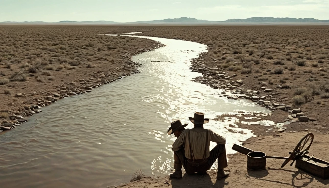 Create an image that illustrates this text: There were moments of despair, when hunger was severe and water reserves became scarce. old West. high definition cinematic image.