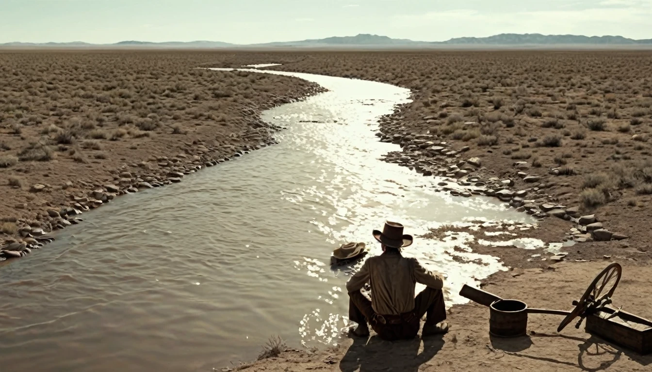 Create an image that illustrates this text: There were moments of despair, when hunger was severe and water reserves became scarce. old West. high definition cinematic image.
