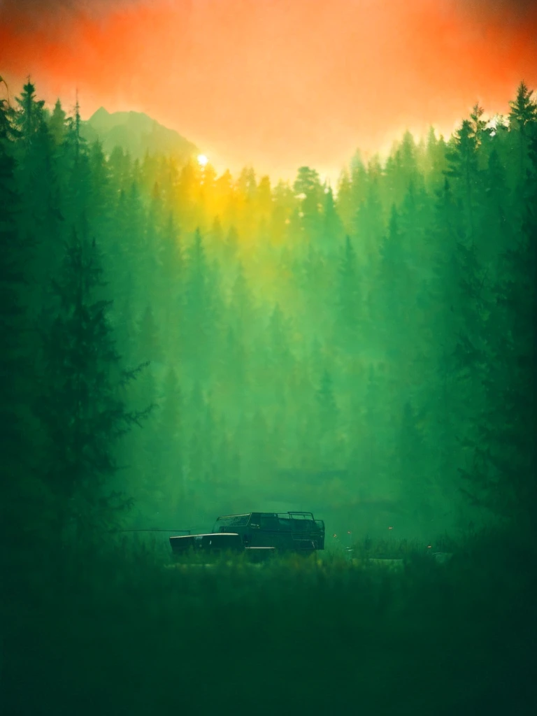 A rugged orange 4x4 vehicle drives through a muddy, rocky path in a lush, green jungle. Rain is falling, and the vehicle is covered in mud. The image is framed by tall trees and mountains in the distance. Write without spelling mistake, The text "ONE LIFE LIVE IT" is superimposed on the image.The mood is adventurous and exciting. The style is realistic and cinematic, with a focus on the vehicle and the natural beauty of the surroundings. The image is shot from a low angle, emphasizing the size and power of the vehicle. The lighting is soft and natural, with a focus on the rain and the lush greenery. The colors are vibrant and saturated, with a focus on the orange of the vehicle and the green of the jungle. The image is rendered in high detail, with a focus on the texture of the mud and the leaves. The background is blurred, drawing the viewer's attention to the vehicle and the path ahead.