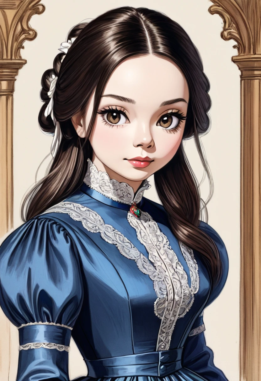 A colored pencil sketch of a beautiful victorian women. Looks like Miranda Cosgrove.