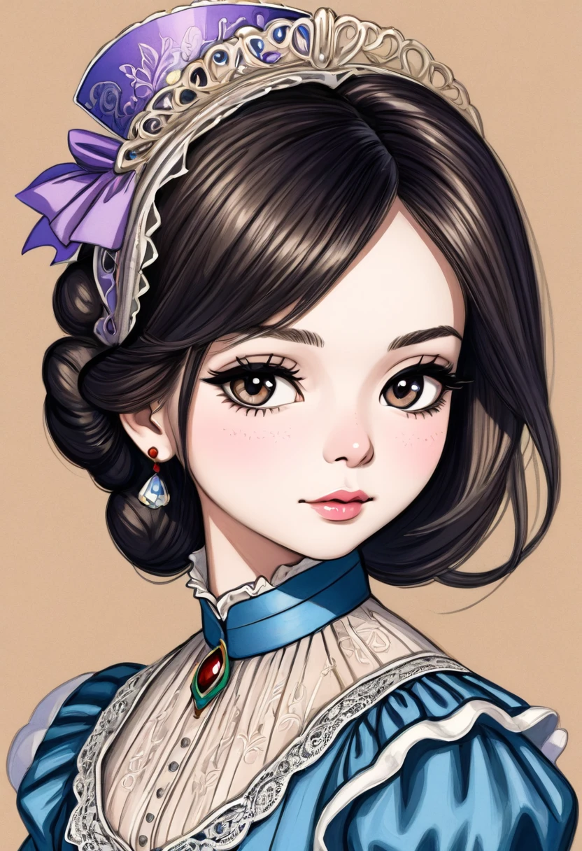 A colored pencil sketch of a beautiful victorian women. Looks like Miranda Cosgrove.