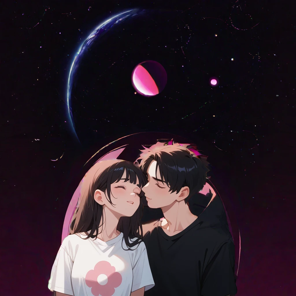 большая розовая planet, space, pink, pink glow, pink свет сзади, planet, pink bright glow, (((яркий pink свет)))