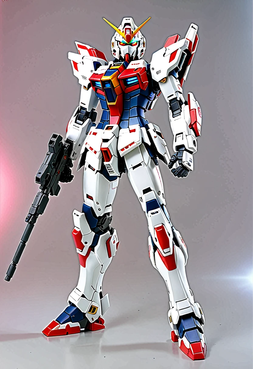 
(Highest quality、8K、32k、masterpiece、Ultra-high resolution:1.2、Perfect Body Beauty:1.2、Wearing the Armor Gundam, a futuristic hero suit with a pale red and white glow、Simple Background、Looking at the audience、Dynamic pose:1.5, whole body