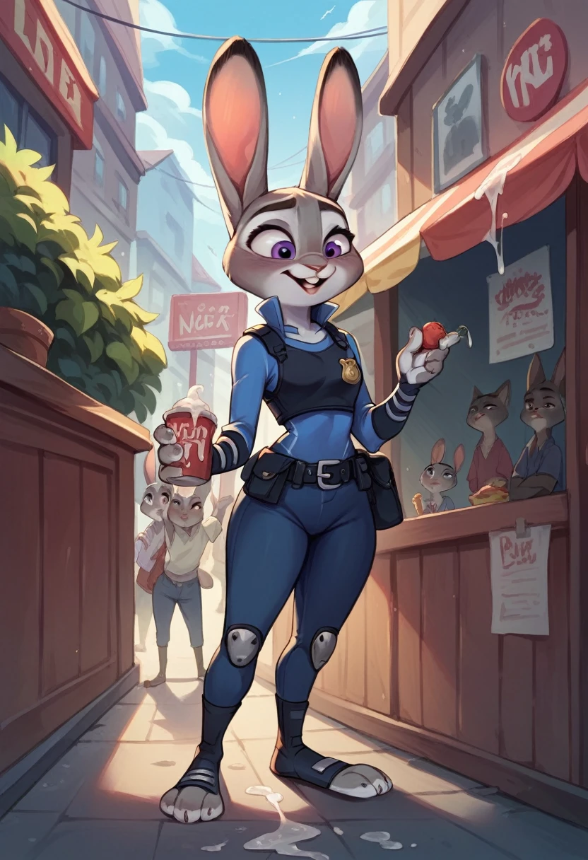 Judy Hopps works as public cum on the street