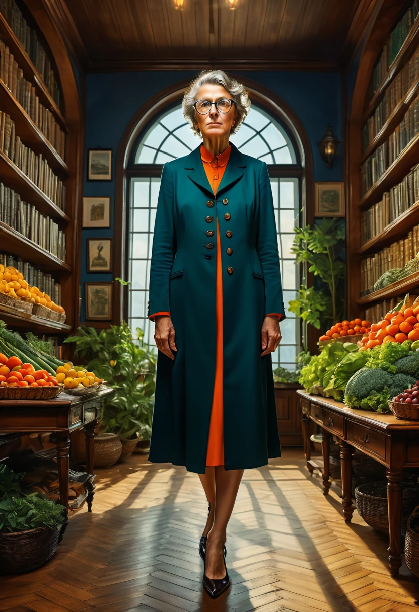 Wearing Glasses, full body, by Elsa Beskow, dramatic composition, cinematic dynamic action scene, vibrant colors, cinematic lighting, dramatic lighting, best quality, masterpiece, very aesthetic, perfect composition, intricate details, ultra-detailed