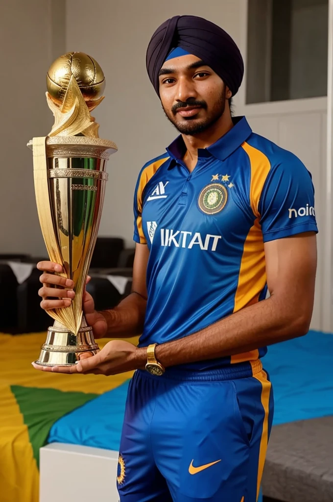 Jaspreet Bumrah with World Cup trophy 