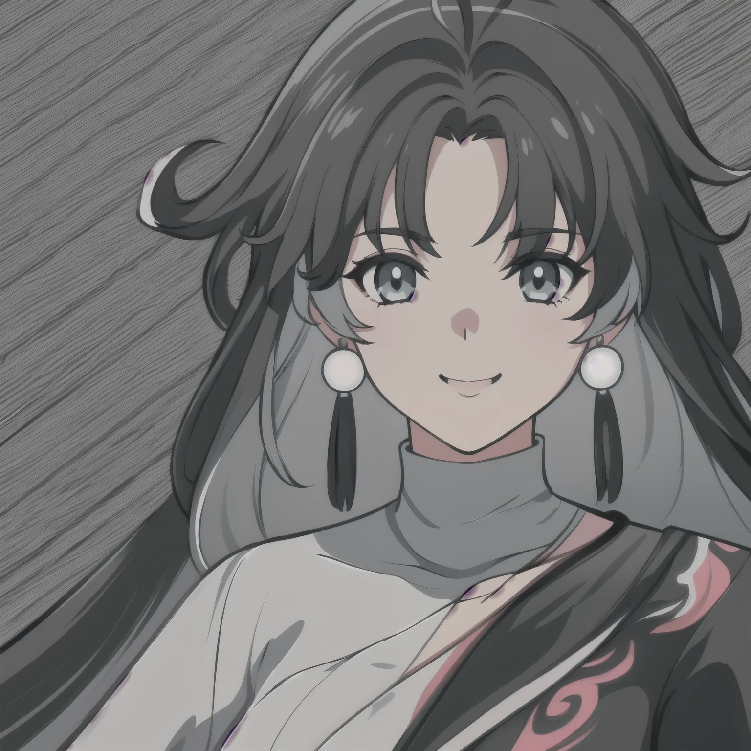 anime girl, smiling, black and white hair, jianxin, wuthering waves, jianxin wuthering waves, grey eyes, white clothes, 1girl, masterpiece, (beautiful and aesthetic:1. 5), thick black lineart, clean lineart, perfect lineart, variable lineart, thick lineart, clean anime outlines, intense line art, bold lineart, sharp lineart, heavy lineart, line art, best quality, high quality, high details, super detail, best quality, ultra-detailed, colourful, saturated colours, dynamic lighting, HD,