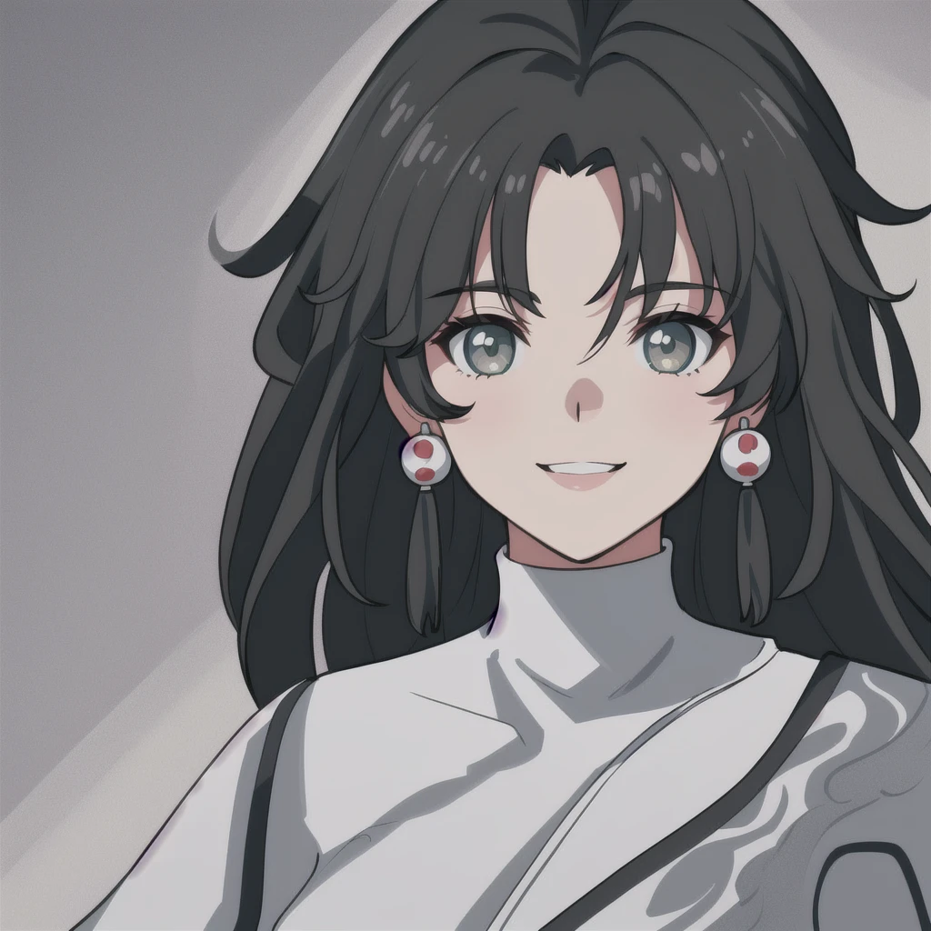 anime girl, smiling, black hair, white highlights, jianxin, wuthering waves, jianxin wuthering waves, grey eyes, green shirt, 1girl, masterpiece, (beautiful and aesthetic:1. 5), thick black lineart, clean lineart, perfect lineart, variable lineart, thick lineart, clean anime outlines, intense line art, bold lineart, sharp lineart, heavy lineart, line art, best quality, high quality, high details, super detail, best quality, ultra-detailed, colourful, saturated colours, dynamic lighting, HD,