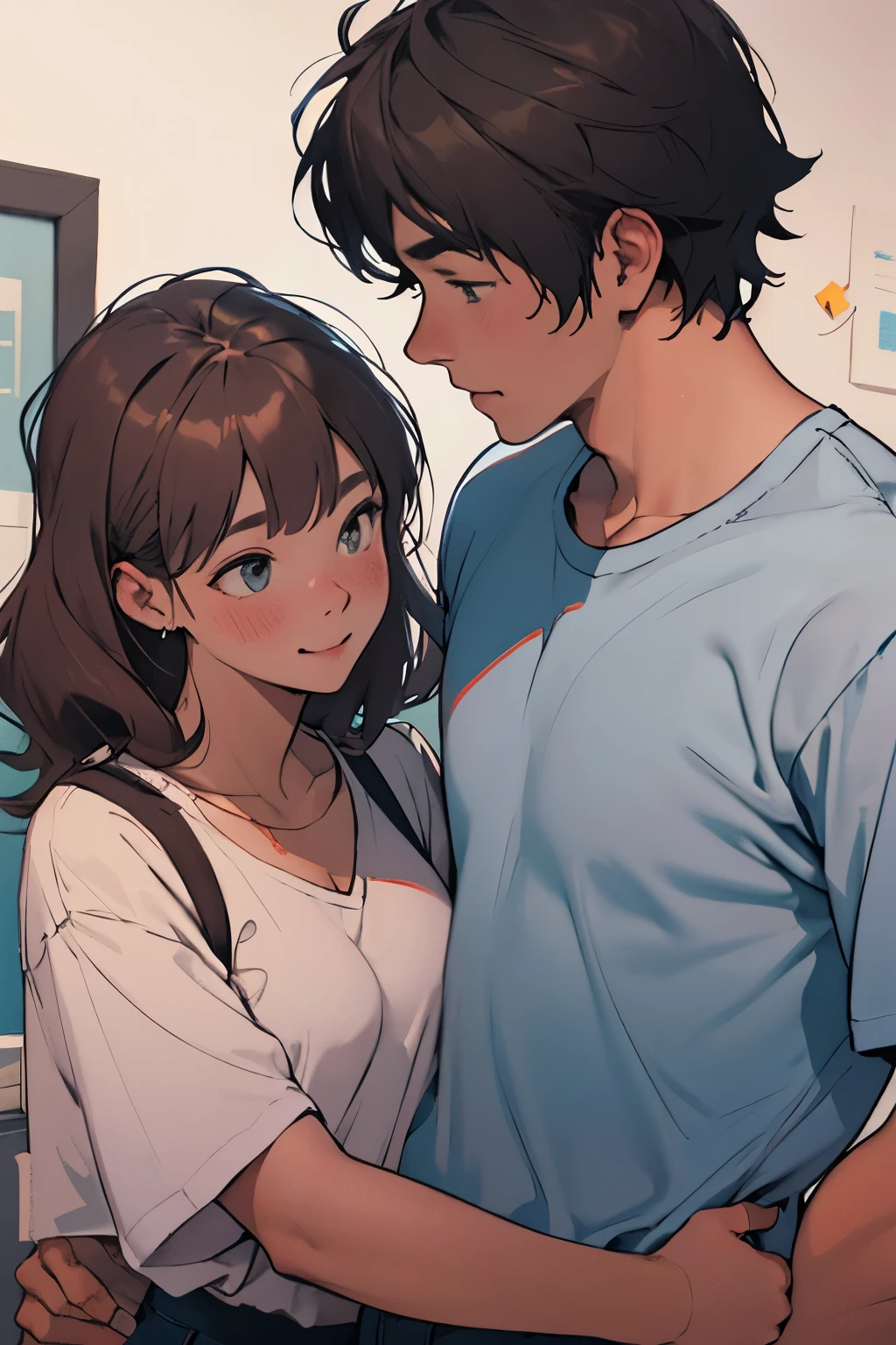 cute lofi doodle of couple facing towards camera
