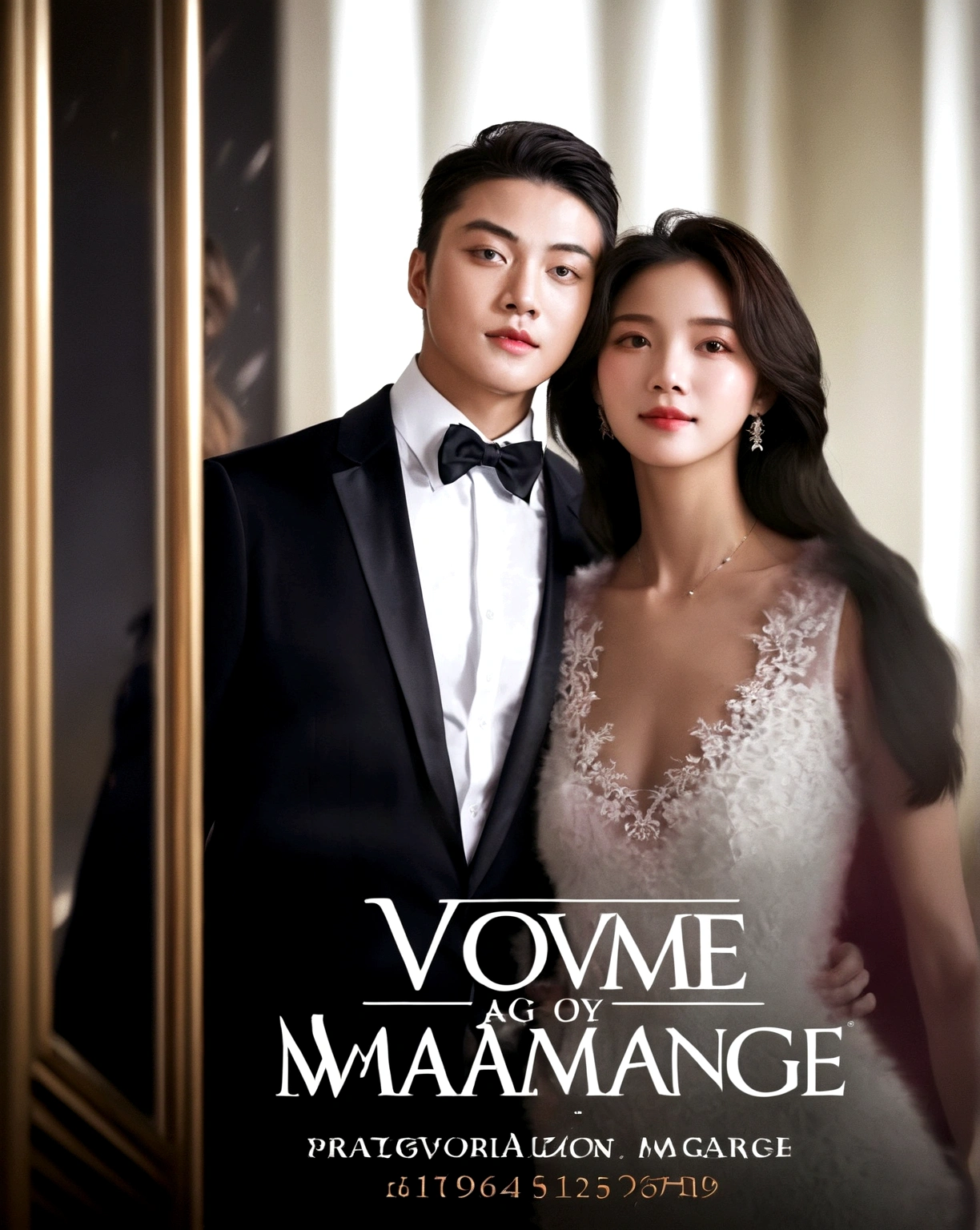 The cover features an elegantly dressed couple in a luxurious setting, like a mansion or a luxury yacht at sunset. The man is portrayed as a business tycoon, with an impeccable suit and a confident expression. The woman is stunning, wearing a stunning dress that reflects your beauty and independence. Ao fundo, elements of wealth such as sports cars, modern buildings or jewelry are subtle, evoking an environment of opulence and power. The color palette is generally muted, with shades of gold, pink or blue, creating a romantic and sophisticated atmosphere.
