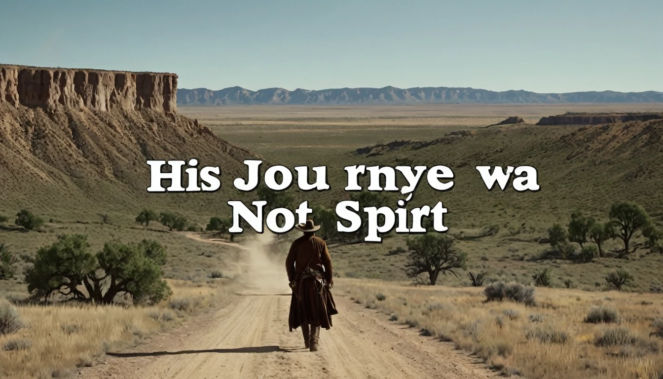 Create an image that illustrates this text: His journey was not just physical, but an odyssey of the human spirit. old West. high definition cinematic image.