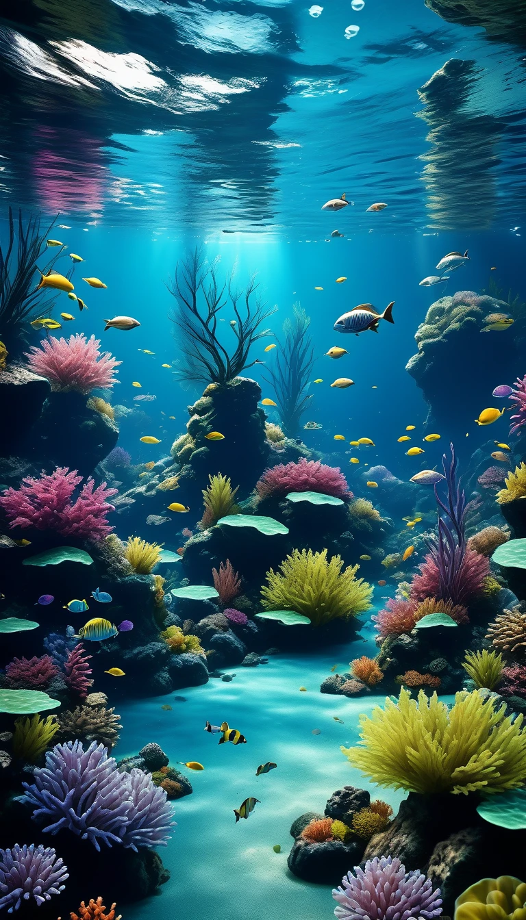 Background river underwater(best quality,4K,8K,High level,masterpiece:1.2),Ultra Detailed,(lifelike,Photo real,Photo real:1.37),Highly detailed animals,Complex patterns,Realistic lighting,Fantasy Creatures