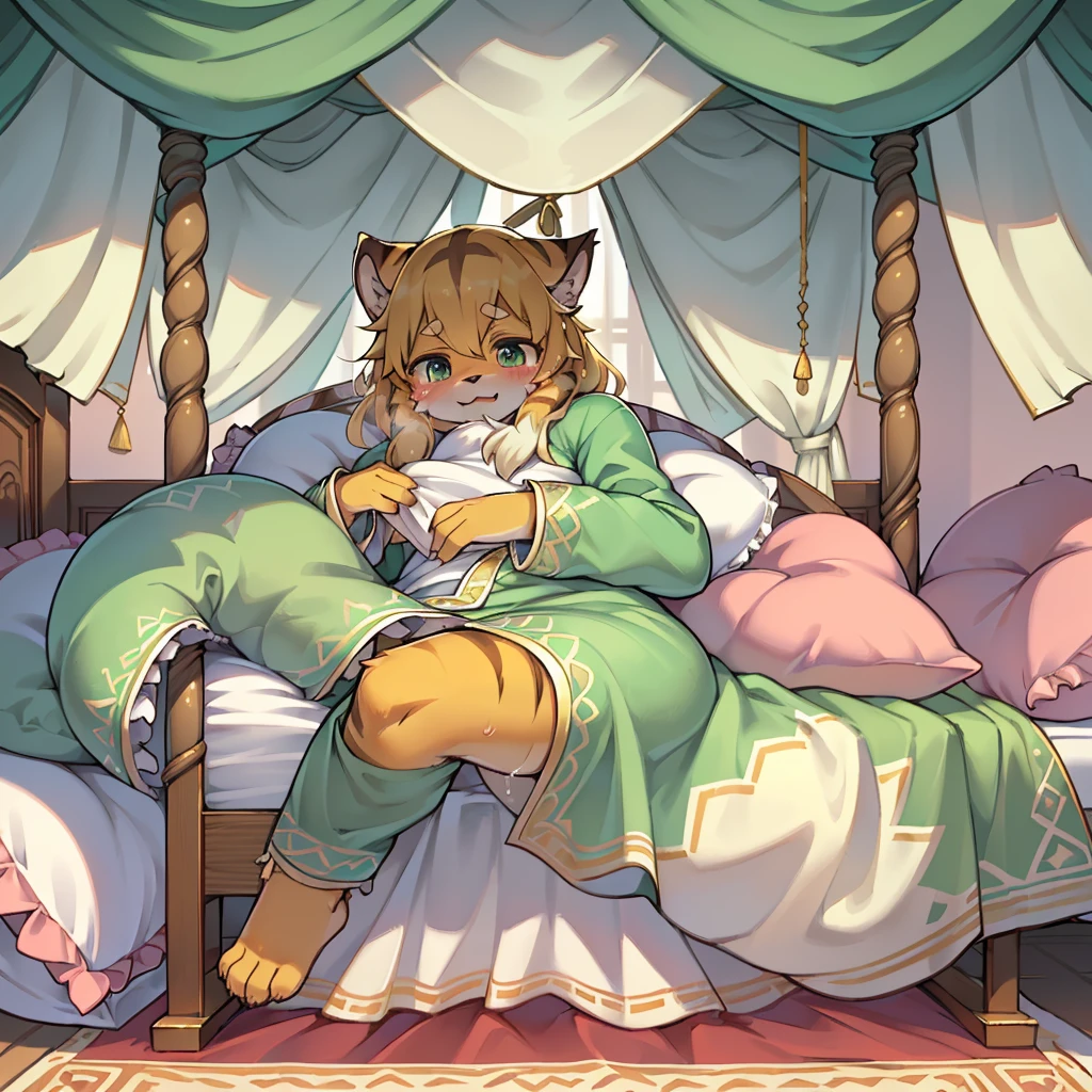 (masterpiece,best quality),my own, The Beast, , (适合任何Pillow背景的光影)), 穿着pajamas可爱女孩在Pillow上摆姿势 ,pajamas,,(很多Pillow),Soft cushion,,,(Pillow损坏),很多Pillow,(Crotch rubbing),((Pillow驼峰)),(Pillow),(A tail),,(充满细节的Pillow),(Love around the protagonist),Steam,,(Pillow),(palace),(Palace bedroom),(Pillow),柔软的Pillow,,(Classical European style bedroom ),(excited,shy person,Lack of expressiveness,),,,my,tiger tail,tiger ears,Tiger pattern,,Sweat,,Sweaty,(Body swing,身体Shaking lines,Shaking lines),best quality, masterpiece, ((Maximum resolution)), artwork, ,,,(Interior of the palace),,(Deluxe Rococo Canopy King Bed),On a big and spacious bed,(),,,,Luxurious curtains with ornate ruffles and ribbons surround the bed,((((There are many pillows piled on the bed)))),Detail of Quilt,Detailed bed sheets,Ruffled Bed Skirt,Deep Bed,Background with depth,((详细的Pillow)), ((((大量的Pillow)))),,Shaking lines,,Flowing liquid,Violent body shaking,剧烈Shaking lines,详细的软Pillow,,((女孩正躺在许多柔软的Pillow上,周围有许多Pillow)),Splashed liquid,,,大量Sweaty,快乐的女孩们穿着pajamas和Pillow打架 。Many small feathers fluttering、Long sleeve, 带褶边和缎带的长裙pajamas、In a huge, Large canopy bed、Soft pink sheets and quilt、色彩鲜艳的柔软Pillow、很多带褶边的Pillow和带褶边的床裙、Soft toned bed、Ruffled curtains around the bed.。Delicate face。Background with depth,