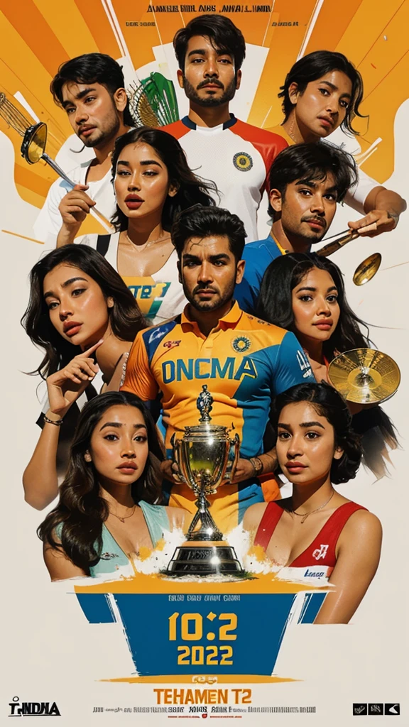 a poster of the indian team with the trophy, poster art inspired by theCHAMBA, reddit, sots art, ๐ป๐น๐ผ, ๐ฟ๐๐, edited, โ๏ธ๐จ, trending ๏ผ, 2 0 2 3, winning illustration, 2023, 2024, 2 0 2 4, vibrant fan art, ๐บ๐ฆin anime style