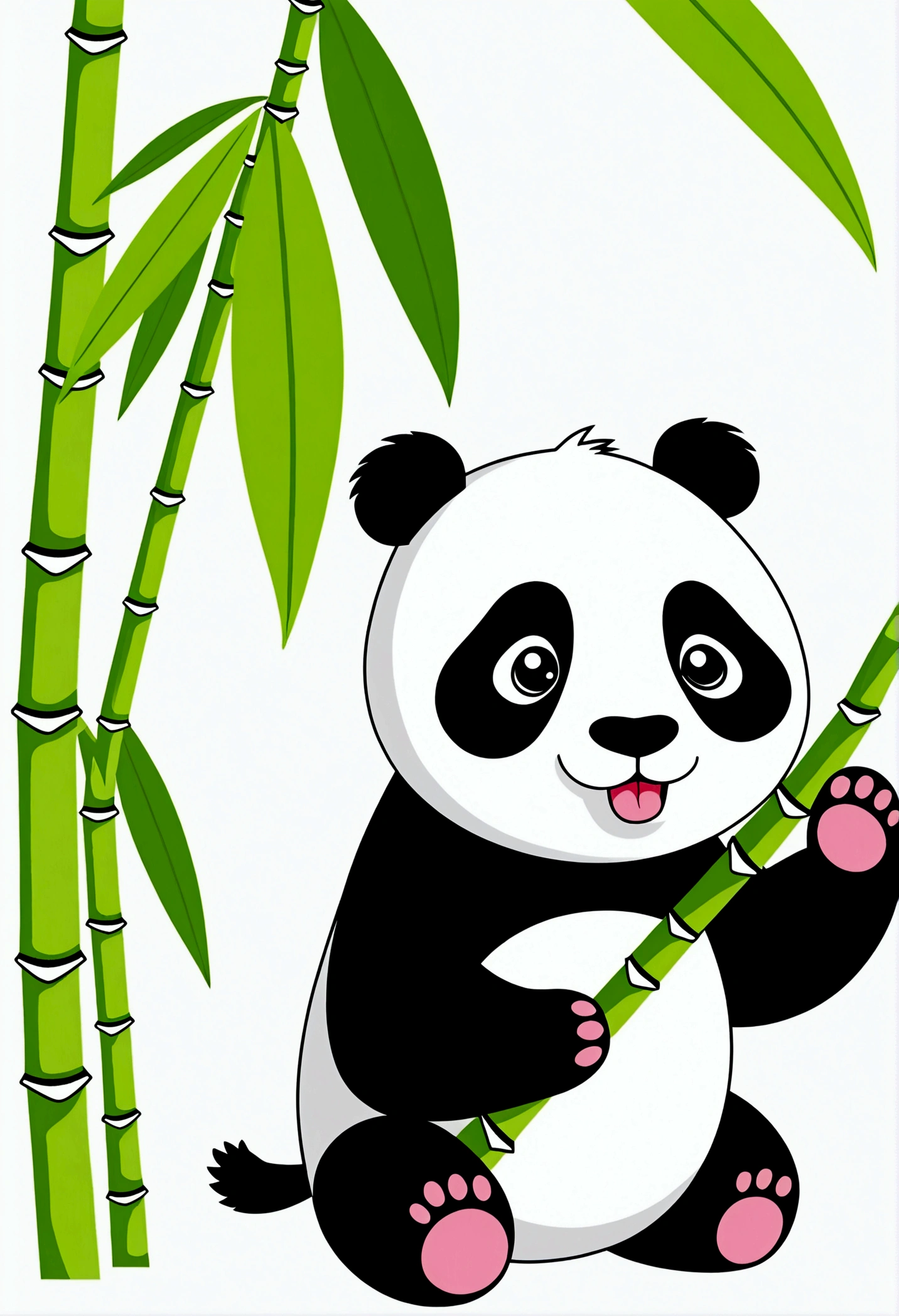 List of cute Chinese giant panda emojis，cartoon animals，A green bamboo leaf on the head，Hands on hips，Short legs， (((Sad face, Excited face, Naughty tongue out face，Winking teasing face))) ， (((Detailed panda animal portrait table, front view side view, three quarter view))) (((White background)))，masterpiece，Extreme details，8K resolution，panoramic，Depth of Field