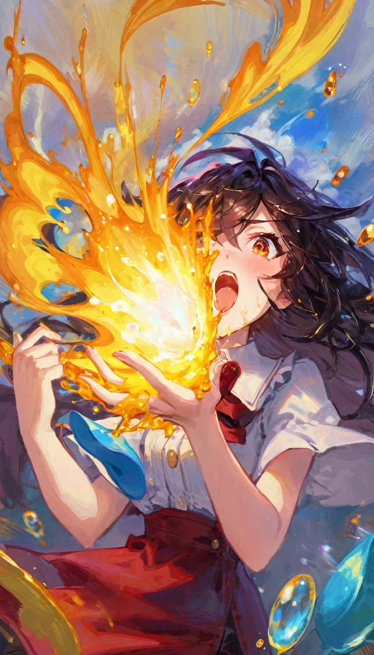 orgasm, magic, (simple oil painting in a style to Bill Sienkiewicz)