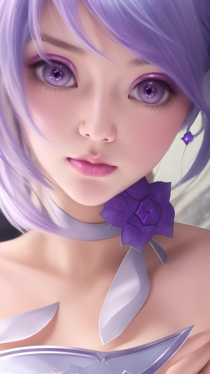 a close up of a woman with purple hair and a sword, portrait knights of zodiac girl, knights of zodiac girl, extremely detailed artgerm, beautiful celestial mage, realistic