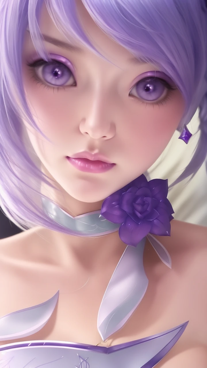 a close up of a woman with purple hair and a sword, portrait knights of zodiac girl, knights of zodiac girl, extremely detailed artgerm, beautiful celestial mage, realistic