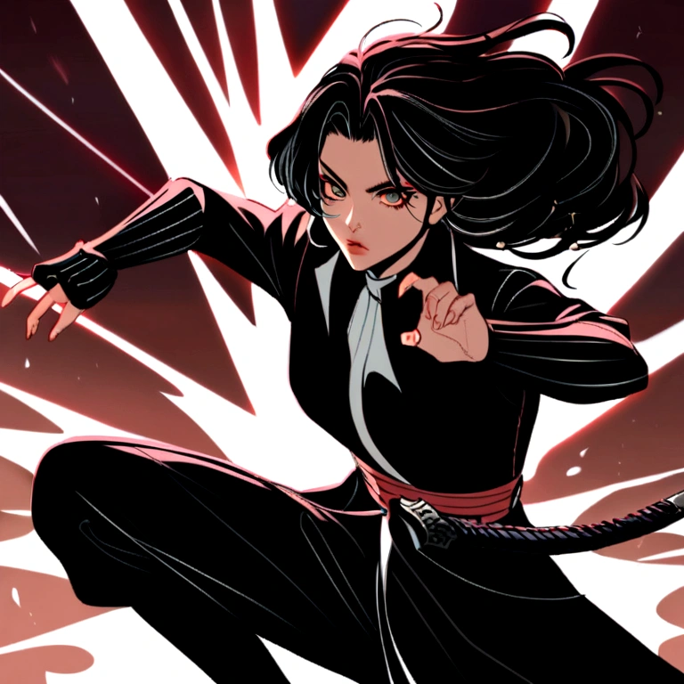 Sumurai in attack pose , maos perfeitas , Perfect Katana ,
