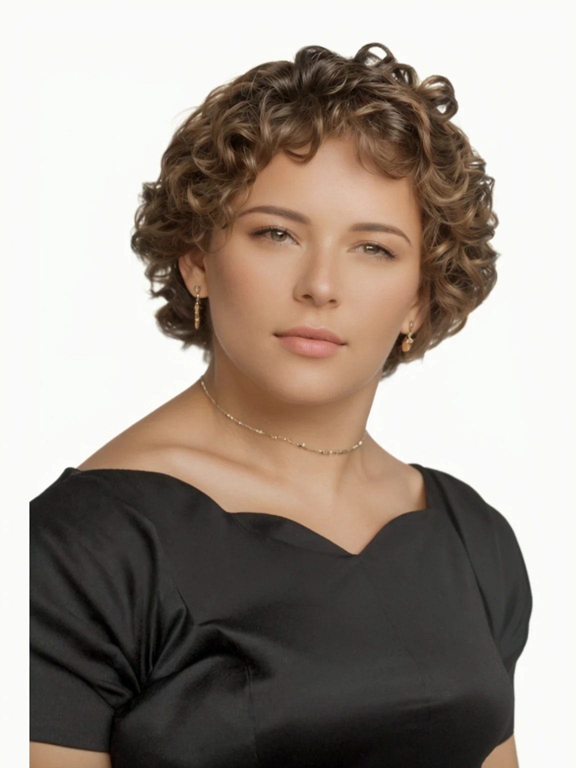 there is a woman with a necklace on her neck posing for a picture, Half-length portrait of woman, profile portrait, Portrait shot, detailed portrait, Portrait shot detallada, photographic portrait, Portrait shot en primer plano, side portrait images, detailed hair texture, ultra sharp, UHD, 4k, High quality textures, Soft illumination, perfect skin, depth of field, bokeh, HDR, RAW, photorealistic.