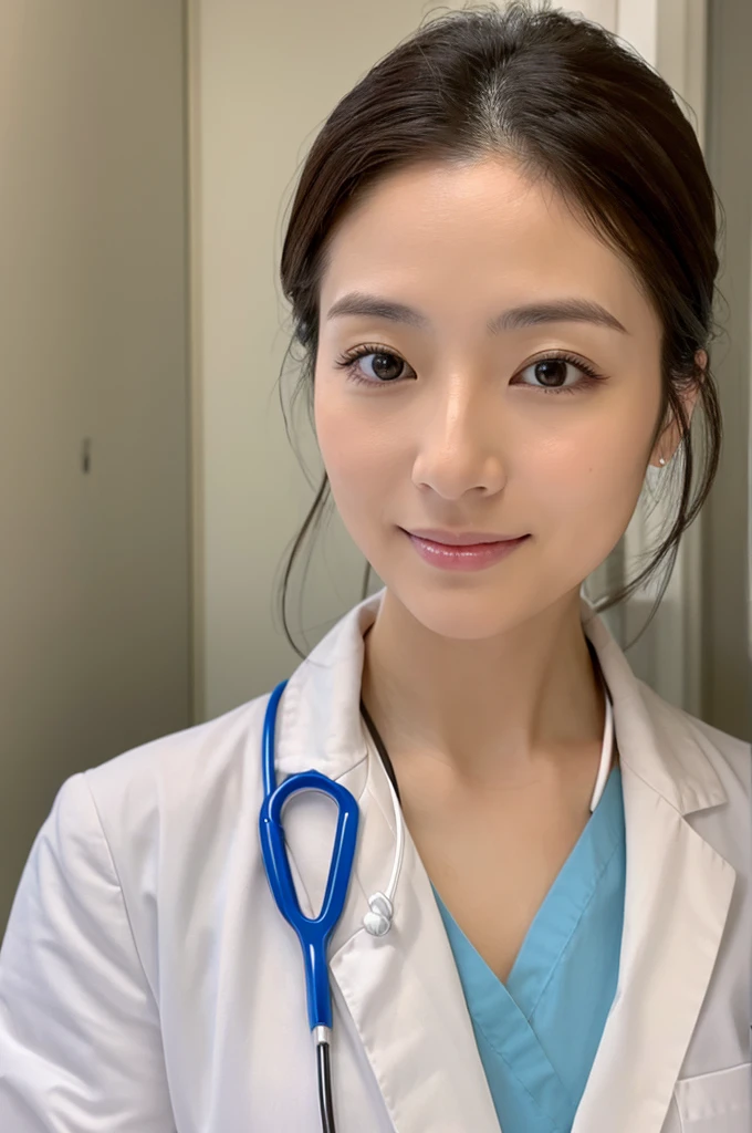 ((Highest quality)), ((masterpiece)), (detailed),Perfect Face,Japanese,Female doctor,White,Mature Woman