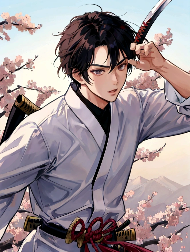 Sumurai man in attack pose , maos perfeitas , Perfect Katana ,