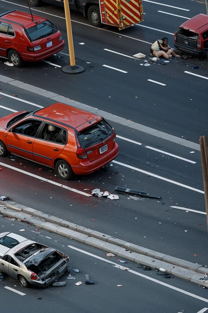 Image of traffic accident scene with drunk people